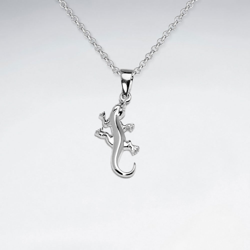 Polished Sterling Silver Gecko Pendant