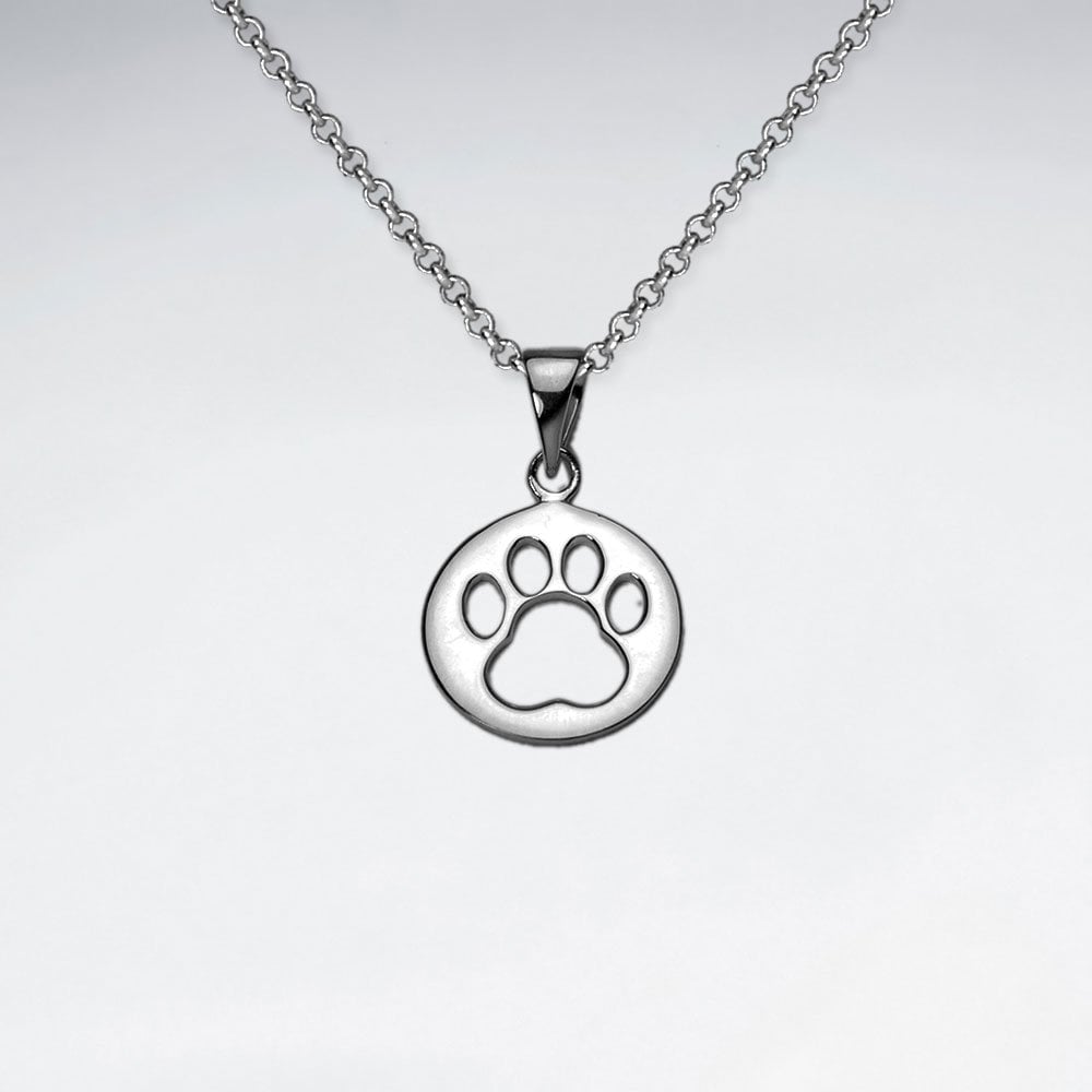 Sterling Silver Openwork Paw Print Pendant