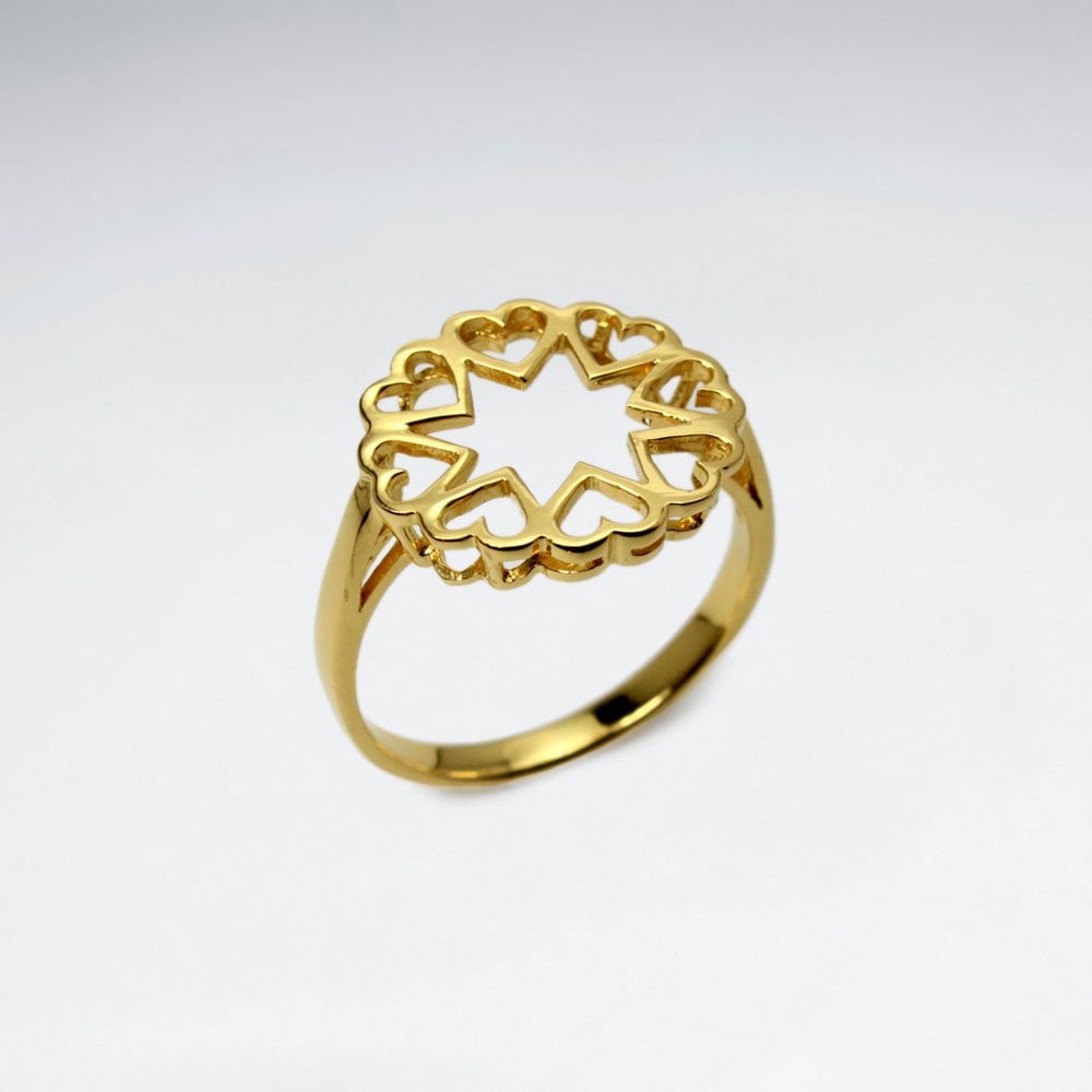 Heart Circle Openwork Sterling Silver Ring