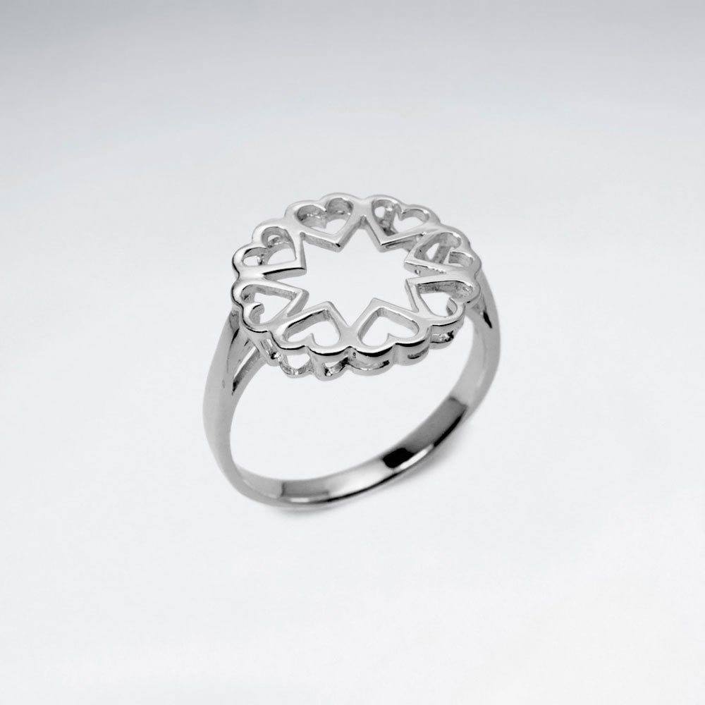 Heart Circle Openwork Sterling Silver Ring