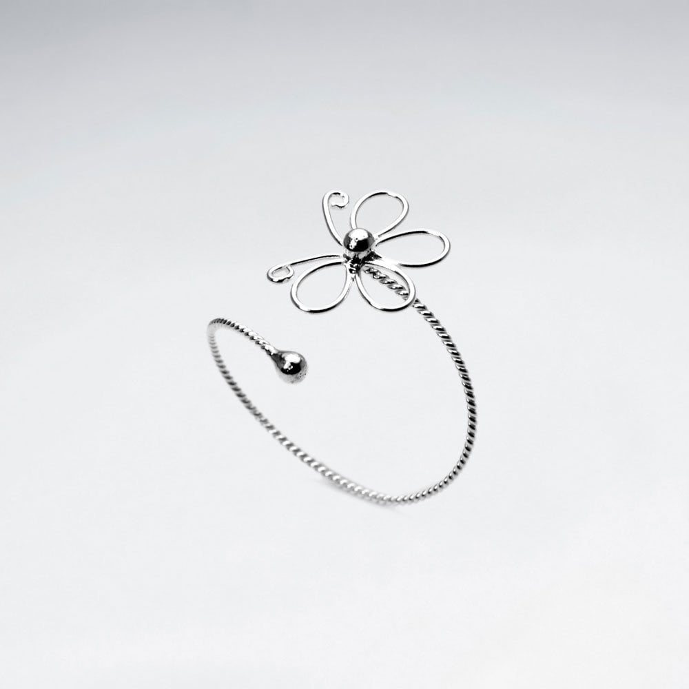 Open Ended Sterling Silver Wrap Twist Butterfly Ring