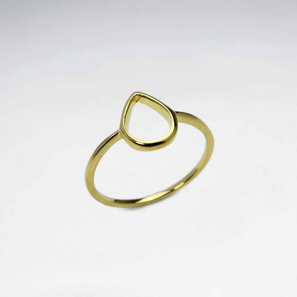 Sterling Silver Gold Tone Openwork Teardrop Ring
