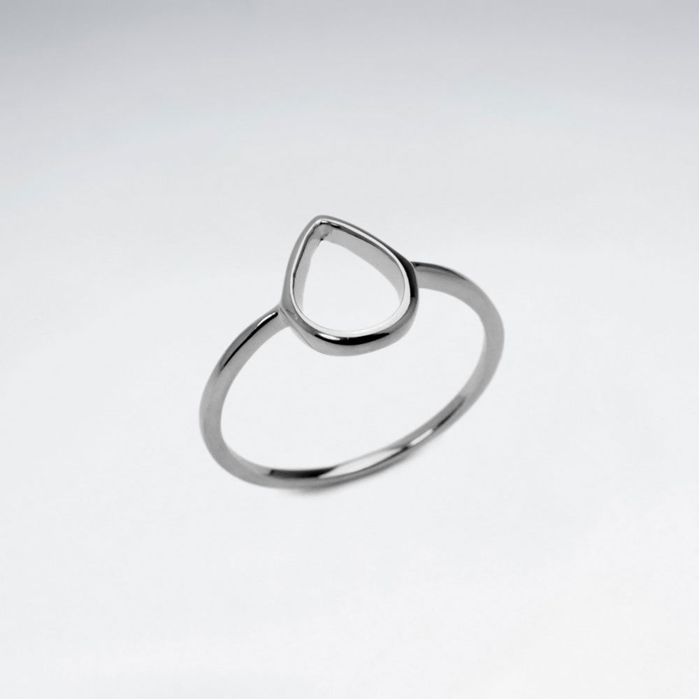 Sterling Silver Gold Tone Openwork Teardrop Ring