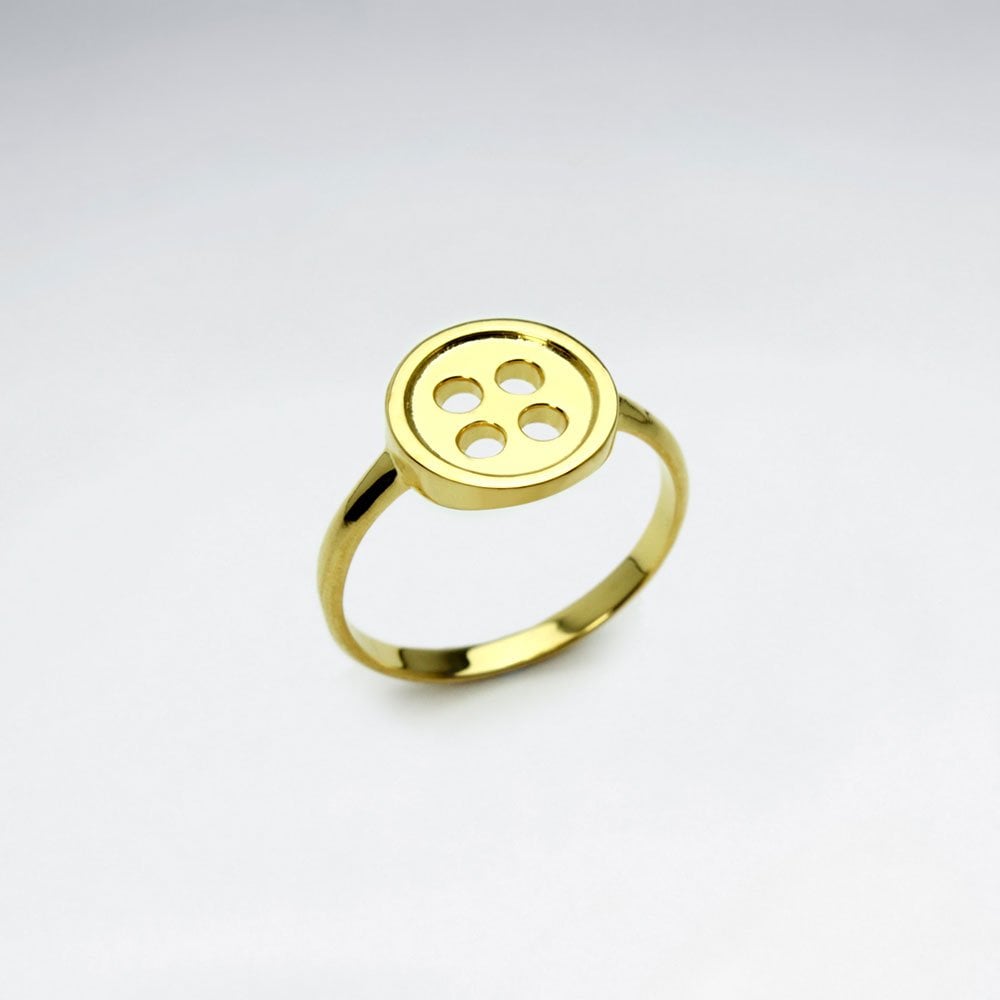 Sterling Silver Polished Button Ring