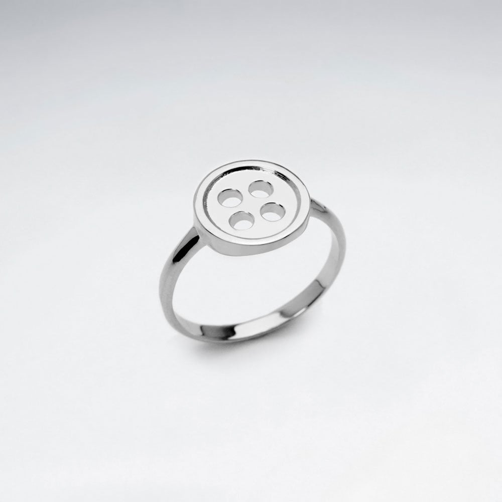 Sterling Silver Polished Button Ring