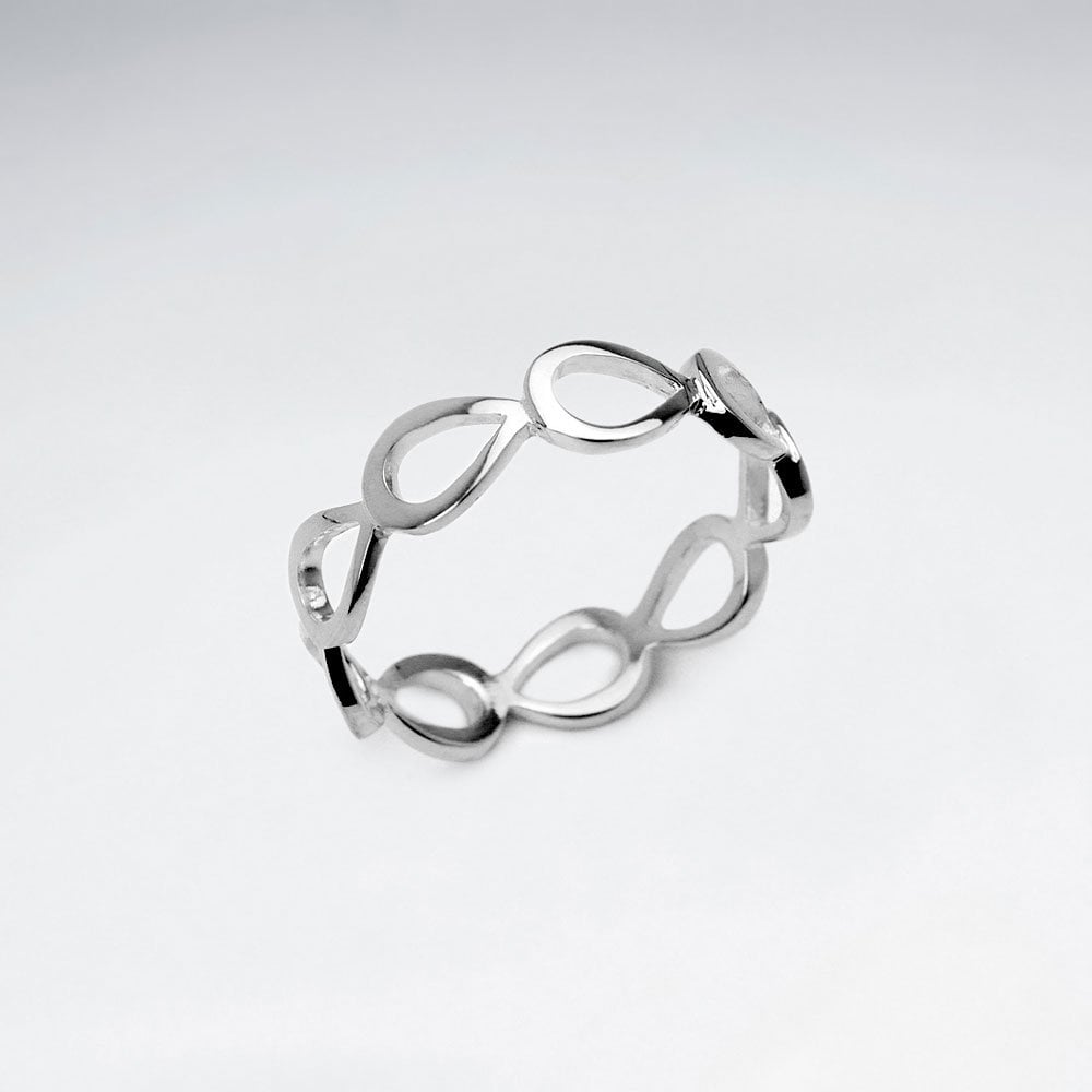 Sterling Silver Openwork Teardrops Wrap Ring