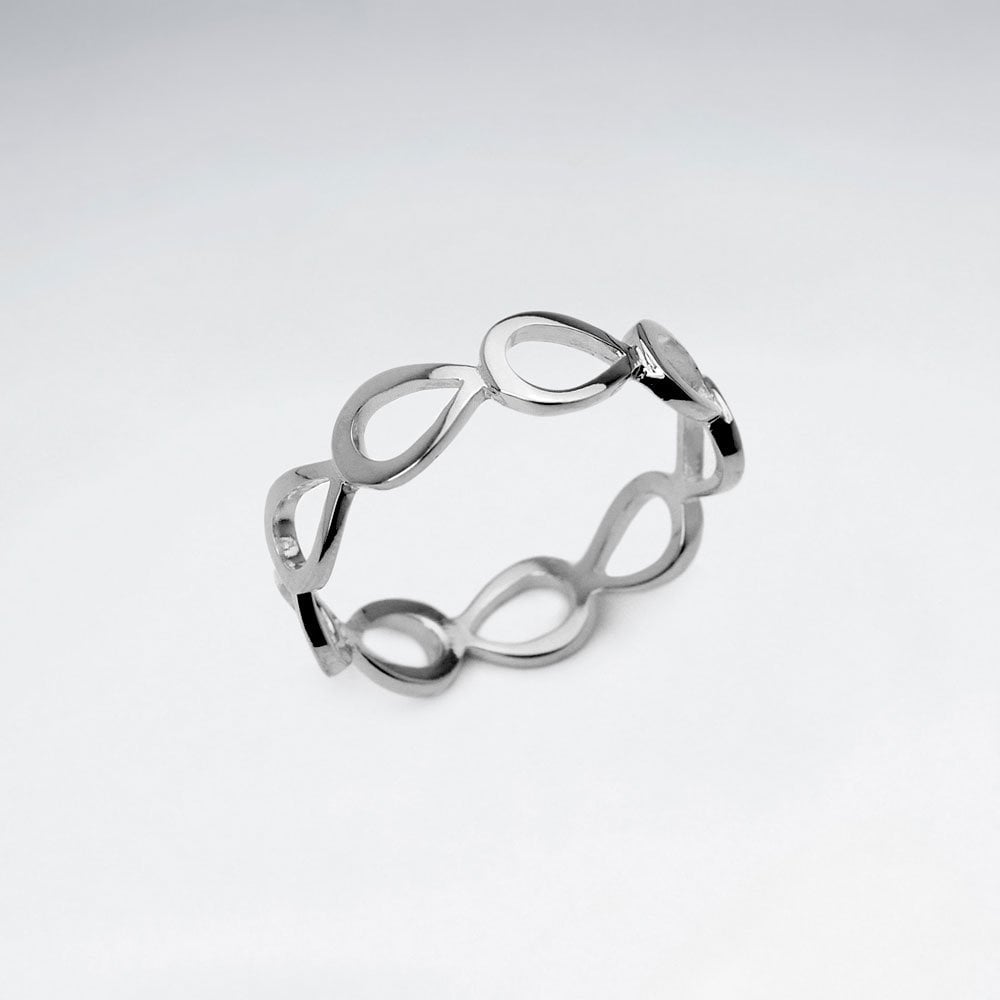 Sterling Silver Openwork Teardrops Wrap Ring
