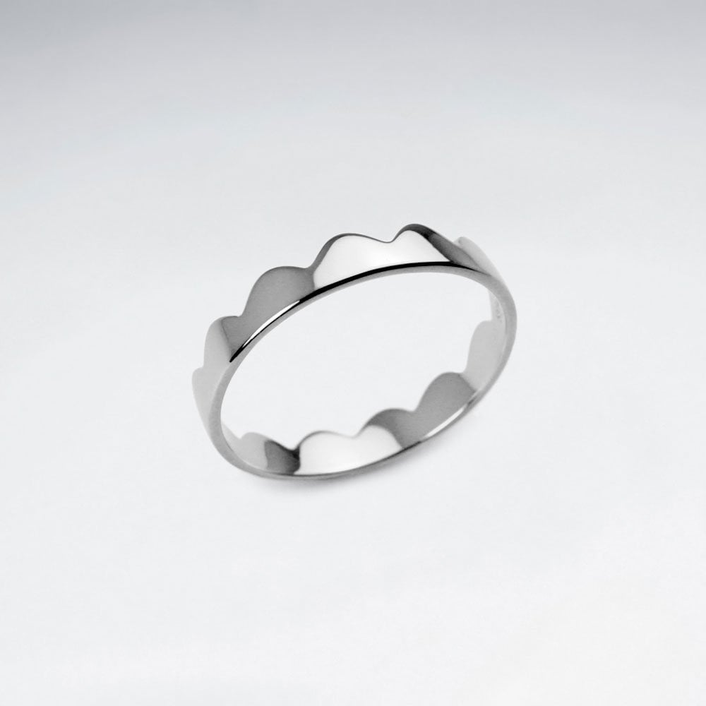 Crowning Touch sterling Silver Scalloped Edge Ring