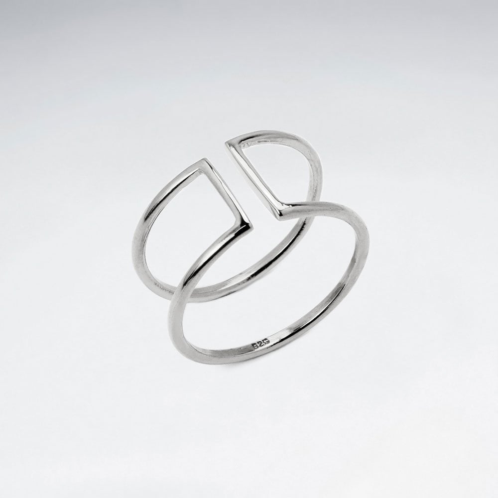 925 Silver Squared Open Cuff Ring