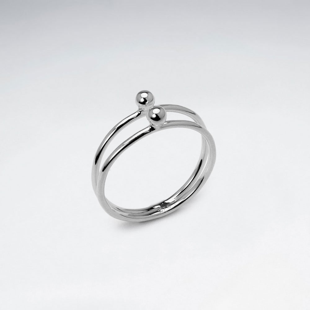 925 Silver Double Ball Ring