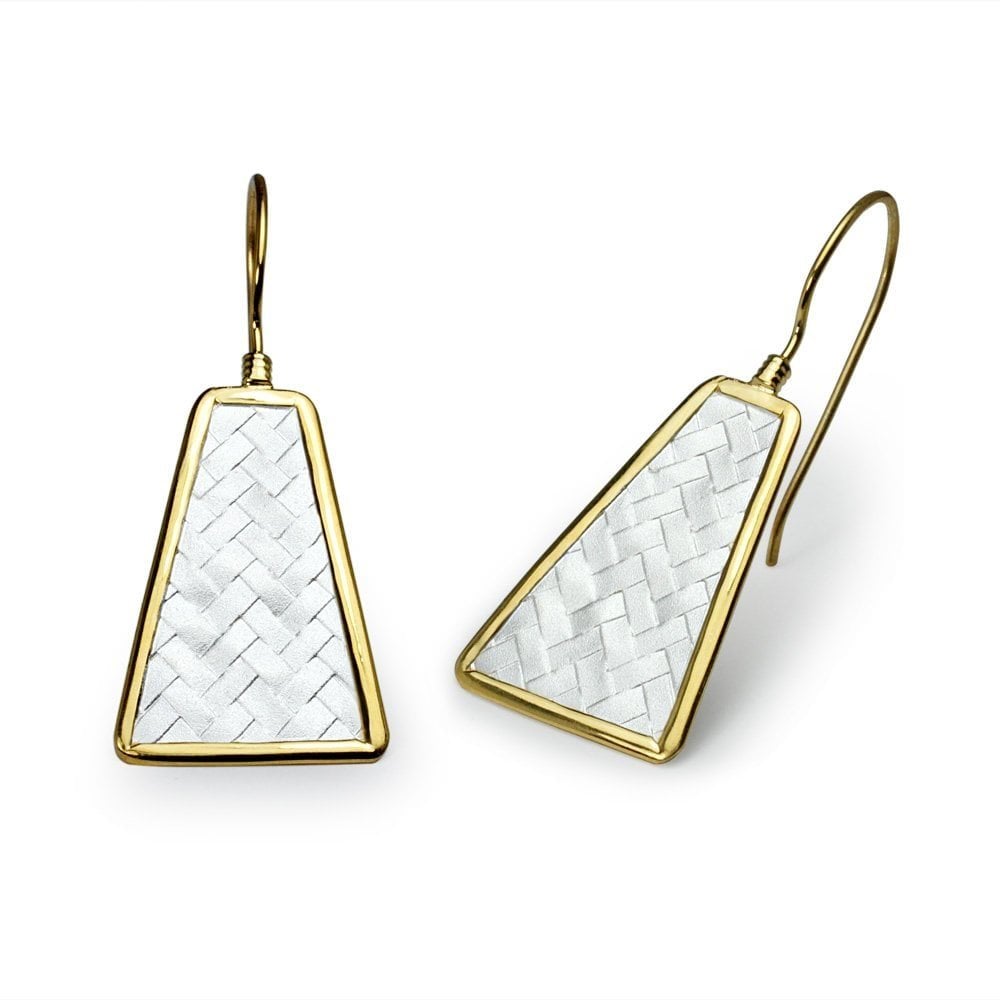 Long Trapezium Shaped Delicate Texture Dangle Earrings in Silver