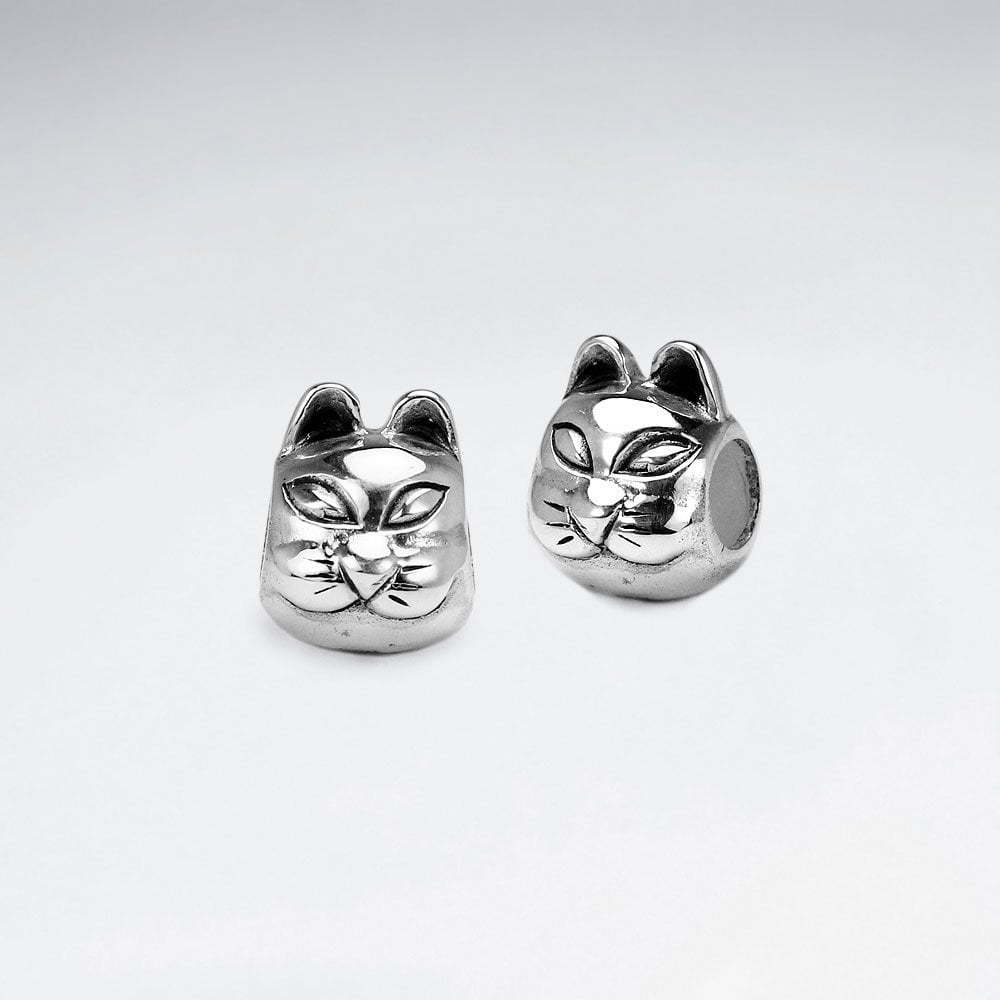 Sterling Silver Sly Cat Beads