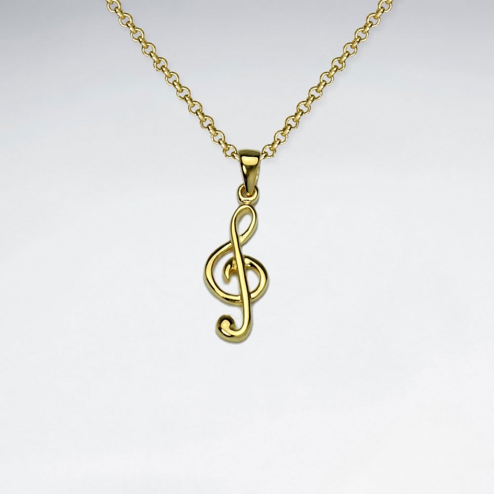 Treble Clef Musical Note Sterling Silver Pendant