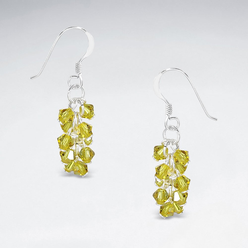 Multi-Hued Crystal Charms Cascade Dangle Earrings