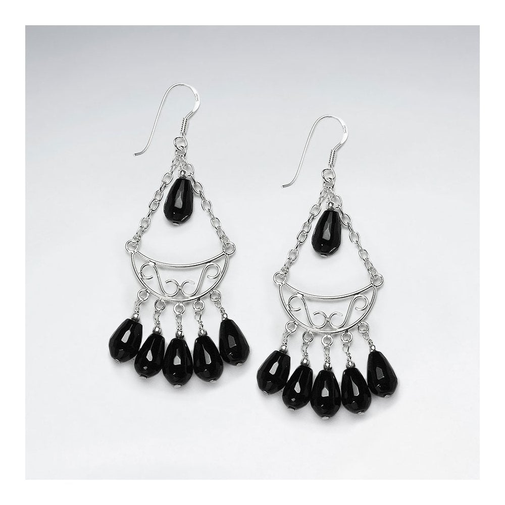 Chandelier Silver Earring With Dangling Faceted Amethyst