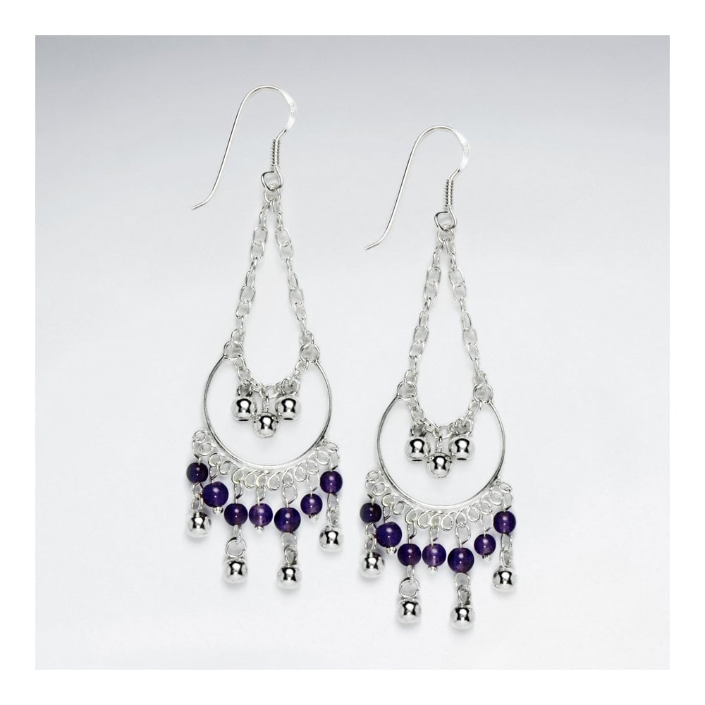 Drop Dangle Chandelier Purple Amethyst Earrings