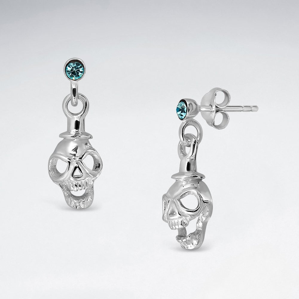 Skull Stud Earring With Purple CZ
