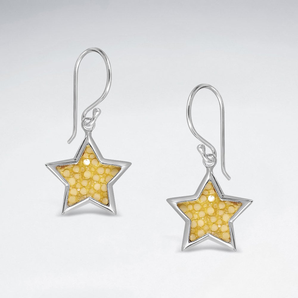 Pink Star Stingray Dangling Silver Earring