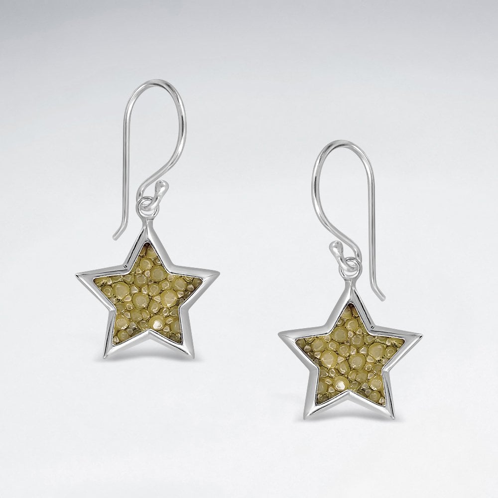 Pink Star Stingray Dangling Silver Earring