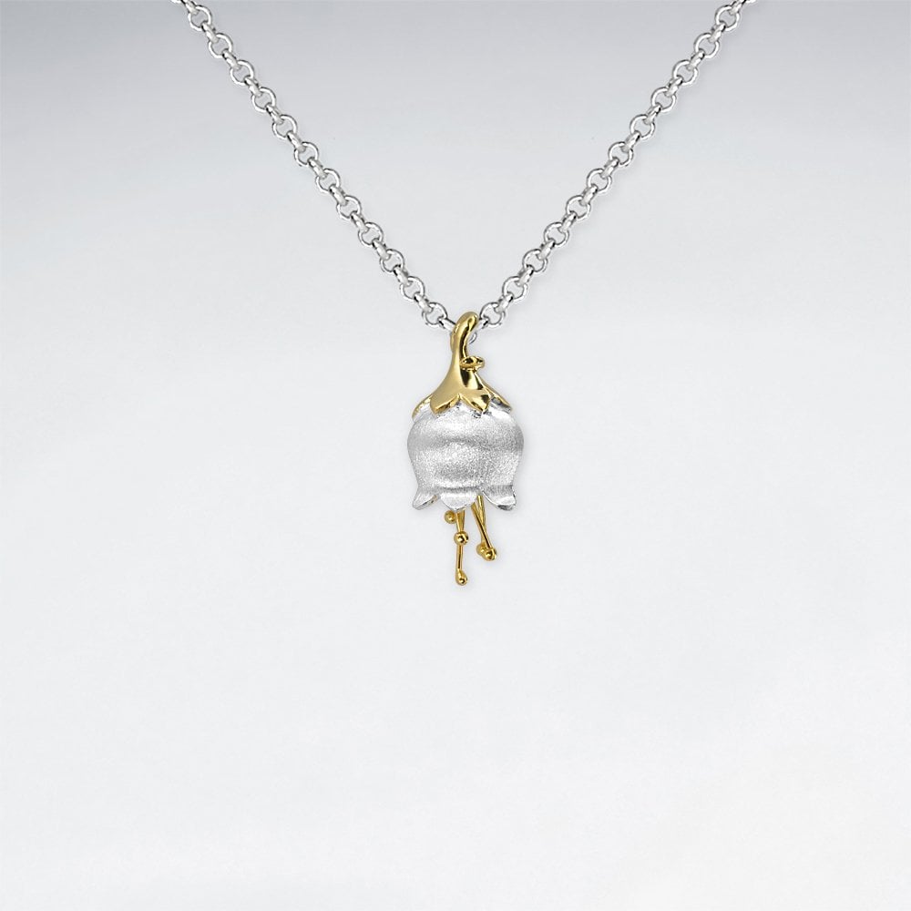 Sterling Silver Matte & High Polished Flower Pendant
