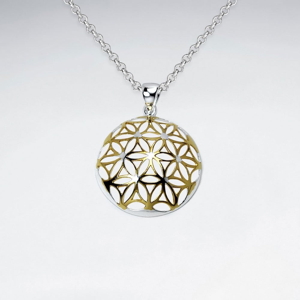 Sterling Silver Embellished Domed Pendant