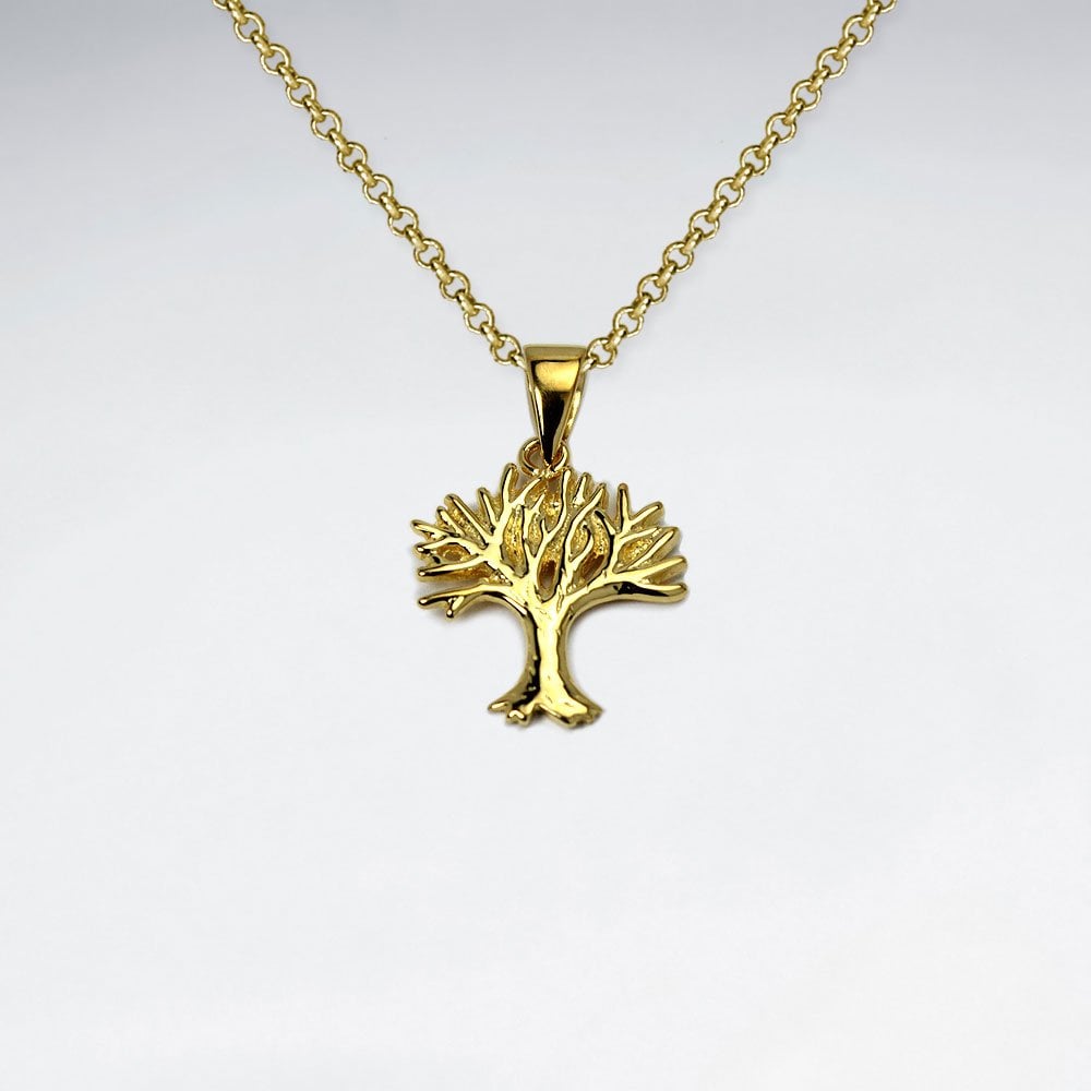 Polished Sterling Silver Seasons Tree Pendant