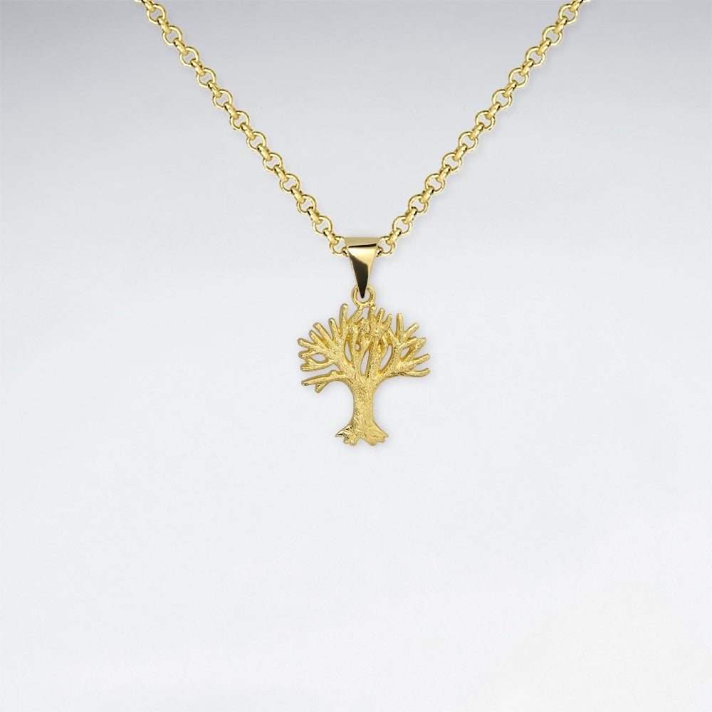Polished Sterling Silver Seasons Tree Pendant