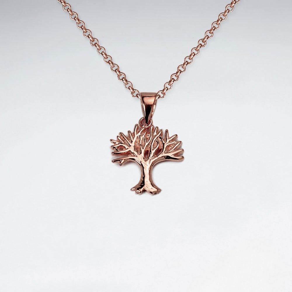 Polished Sterling Silver Seasons Tree Pendant