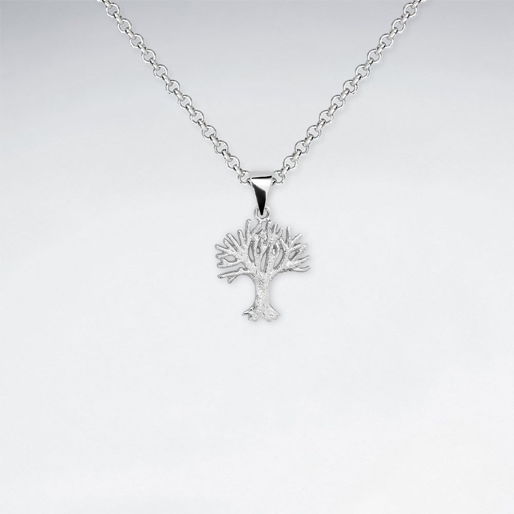 Polished Sterling Silver Seasons Tree Pendant