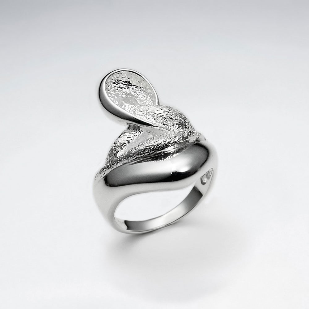 Sterling Silver Contem porary With Texture Design Ring