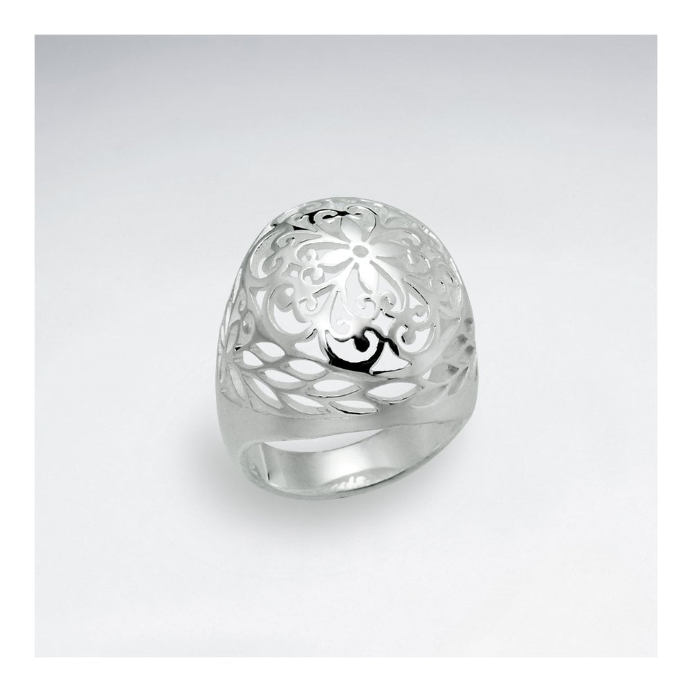 Sterling Silver Puffed Filigree Cocktail Ring