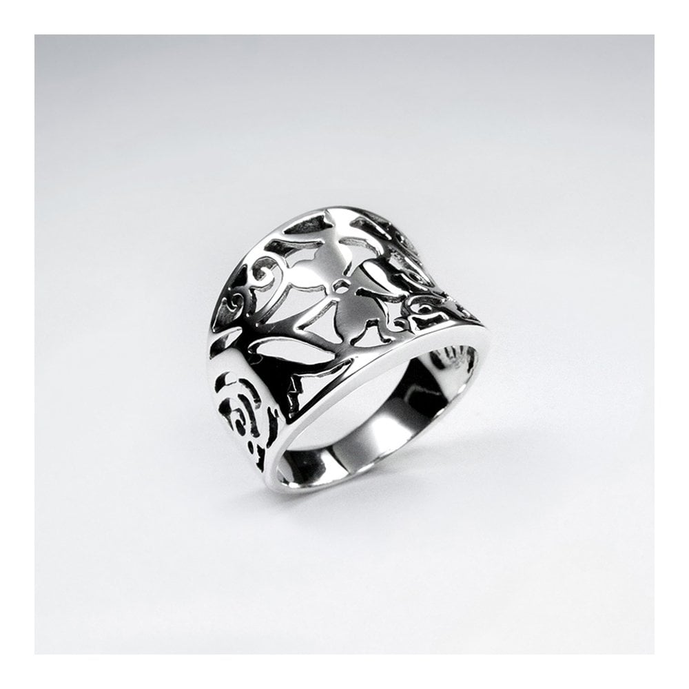 Clover Design Open Cutout Design Silver Ring
