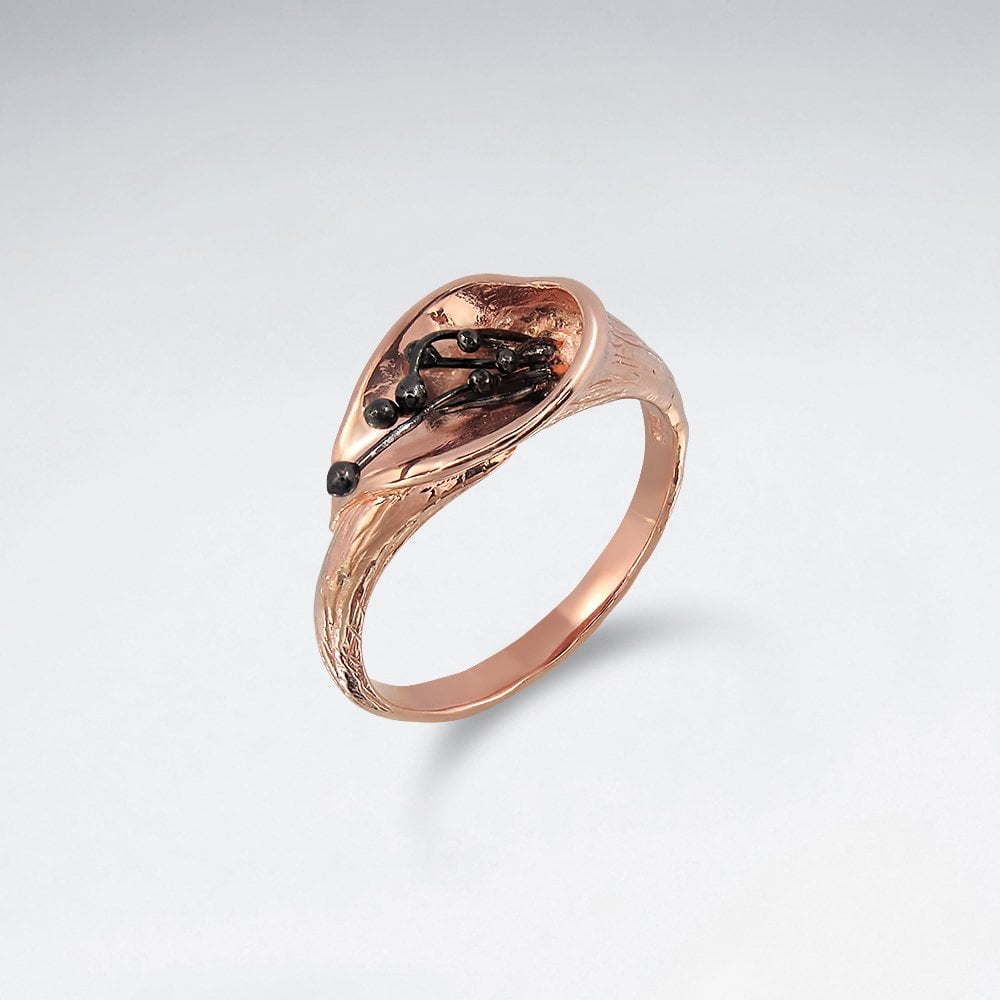 Organic Flow Lilly Flower Sterling Silver Ring