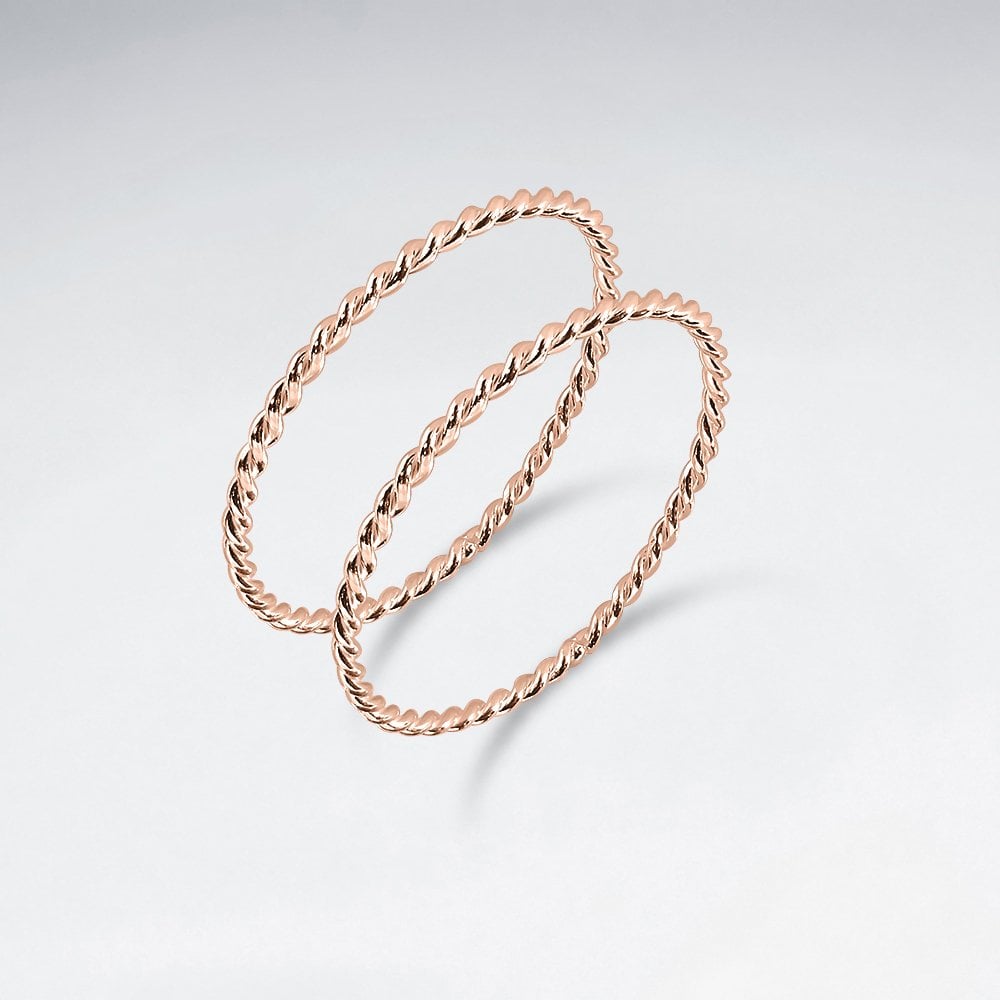 Sterling Silver Twist Band Stackable Rings Pack Of 2 Pieces