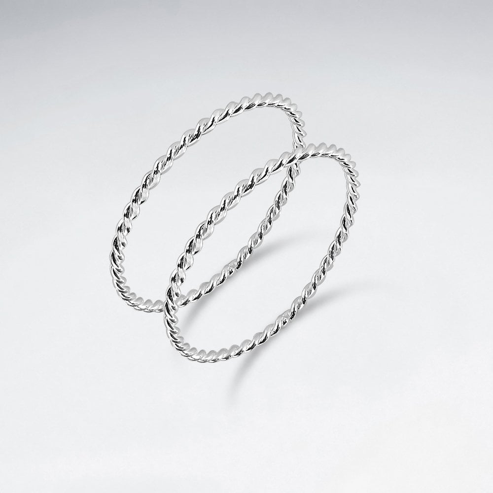 Sterling Silver Twist Band Stackable Rings Pack Of 2 Pieces