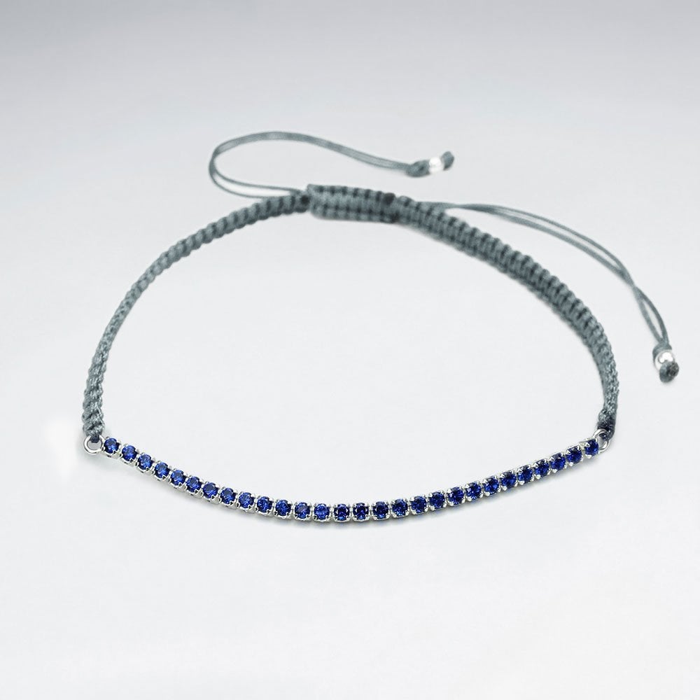 Red Waxed Cotton Half CZ Lined Bracelet