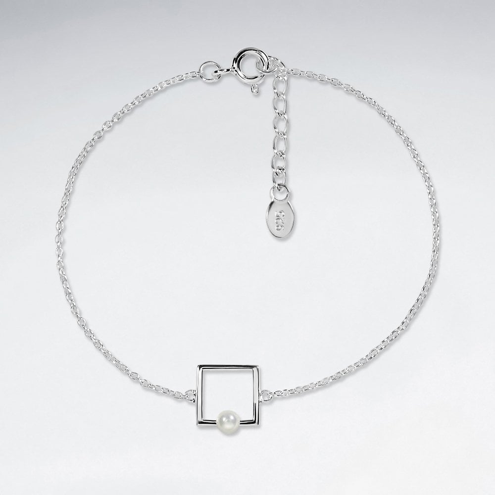 Sterling Silver and Pearl Square Bracelet