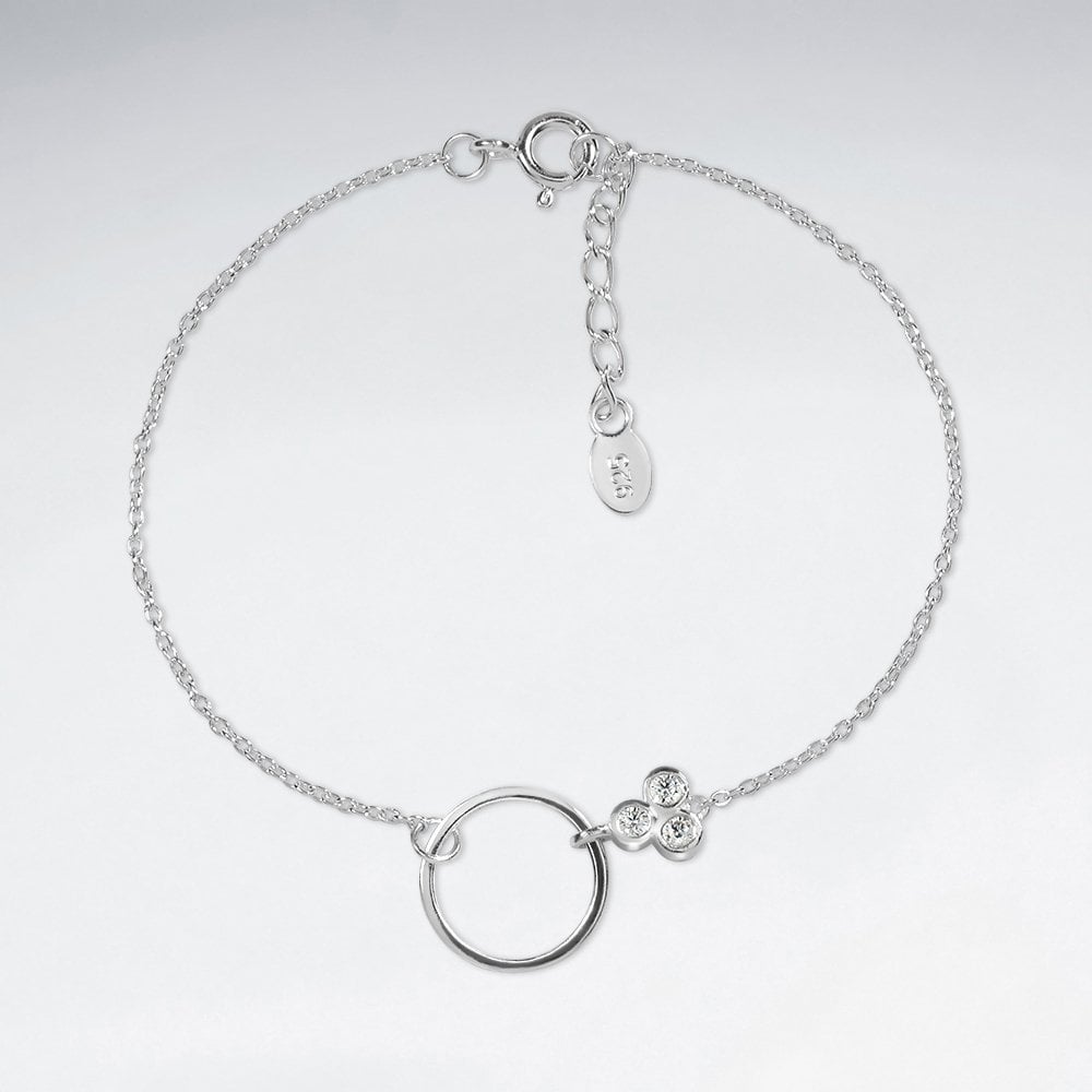 Sterling Silver Circle and CZ Bracelet