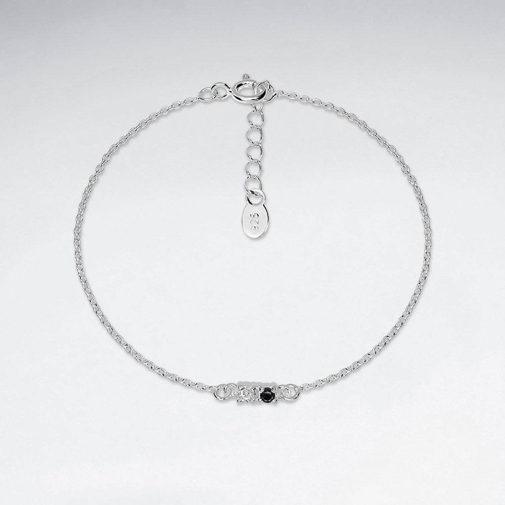 Sterling Silver and CZ Bar Bracelet