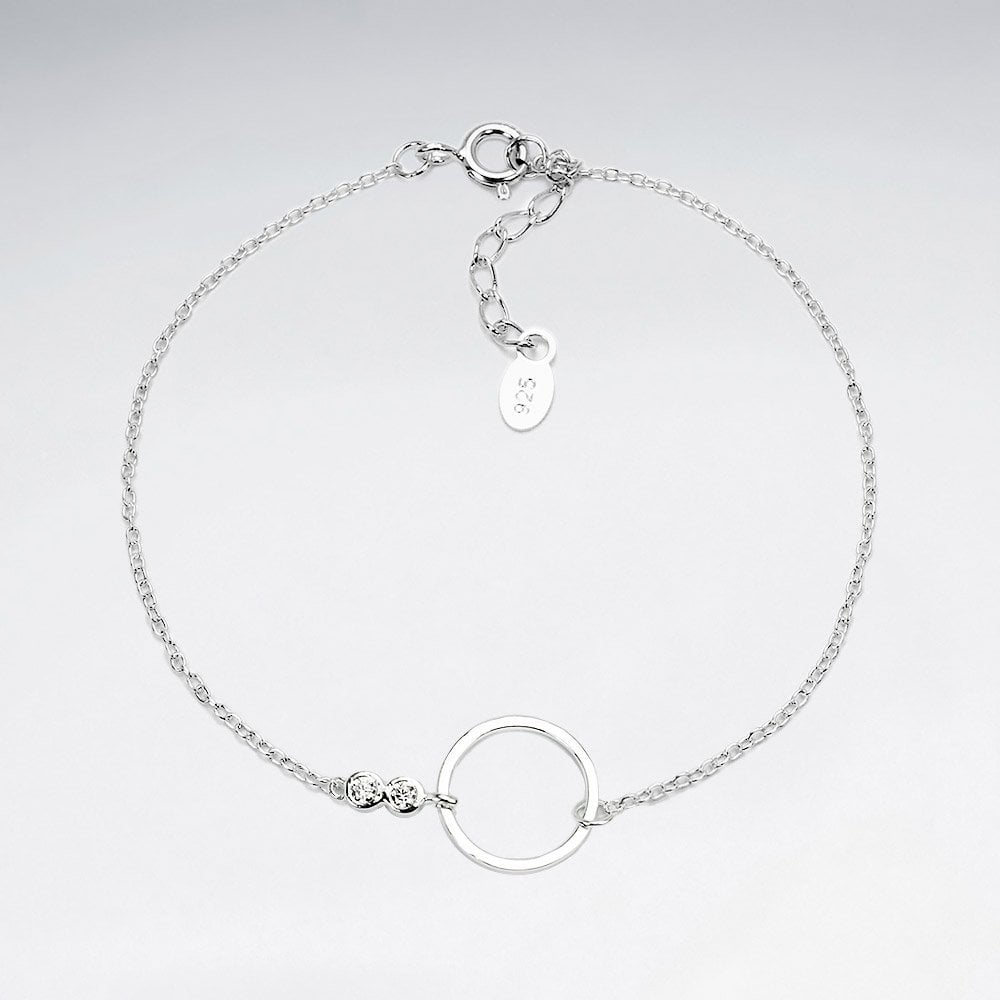 Sterling Silver Single Circlet with CZ Bracelet