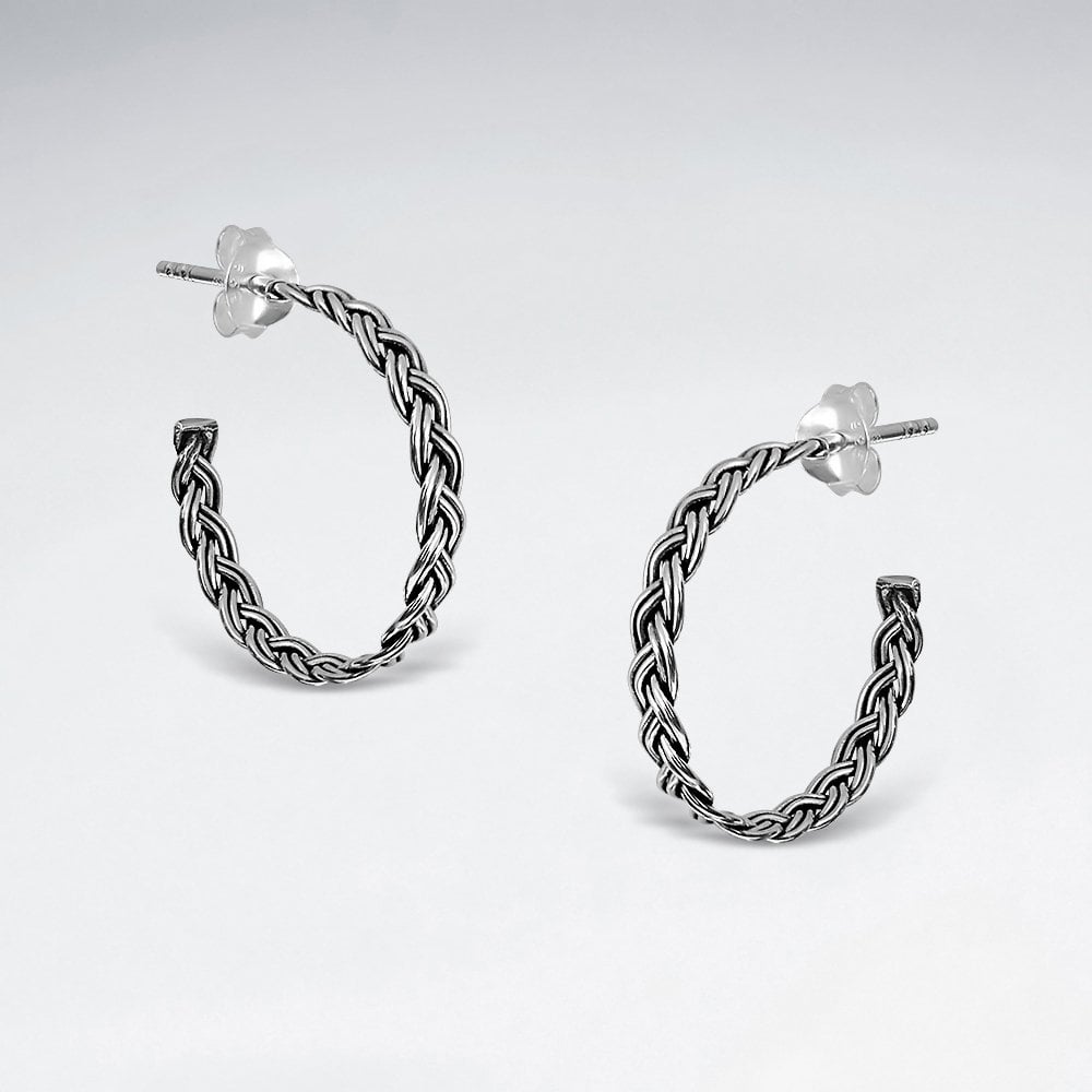 Sterling Silver Braided Hoop Earrings