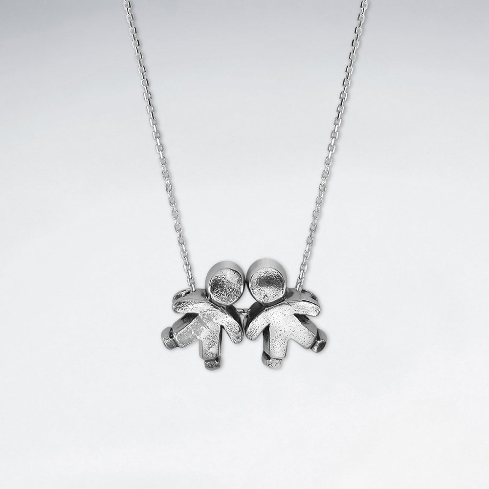 Sterling Silver Two People Side-By-Side Pendant