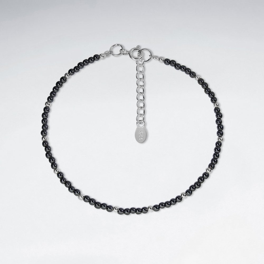 Sterling Silver and Hematite Gemstone Bracelet