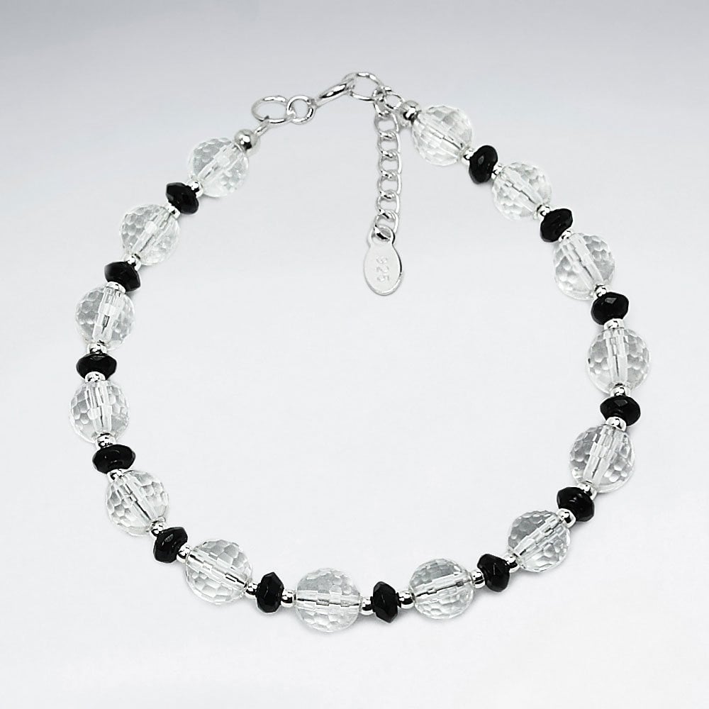 Sterling Silver Crystal Bead Bracelet
