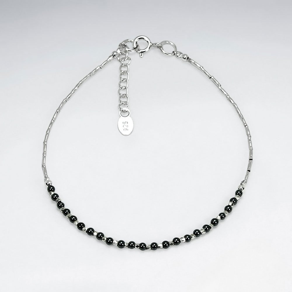 Adjustable Sterling Silver and Hematite Bracelet