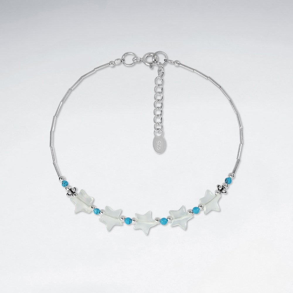 Sterling Silver Aquamarine Star Bracelet