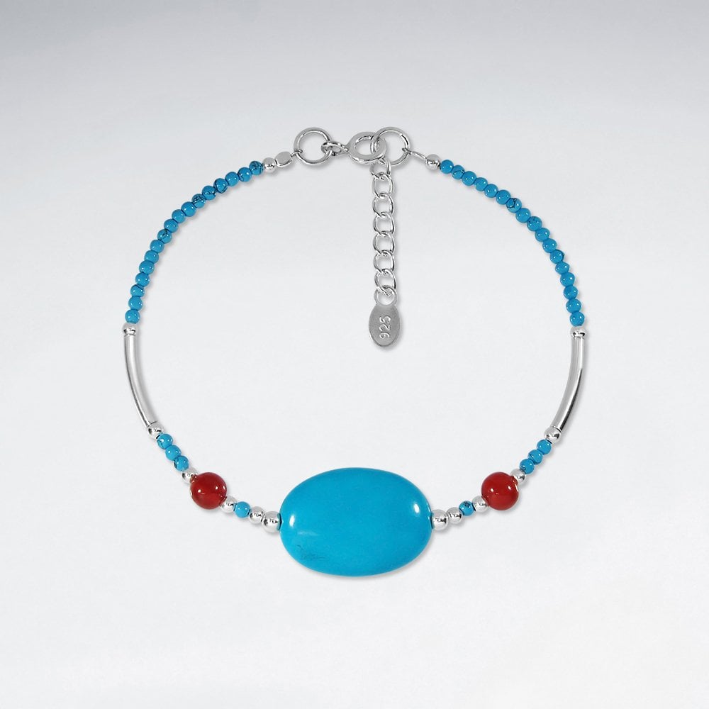 Sterling Silver and Turquoise Beaded Bracelet