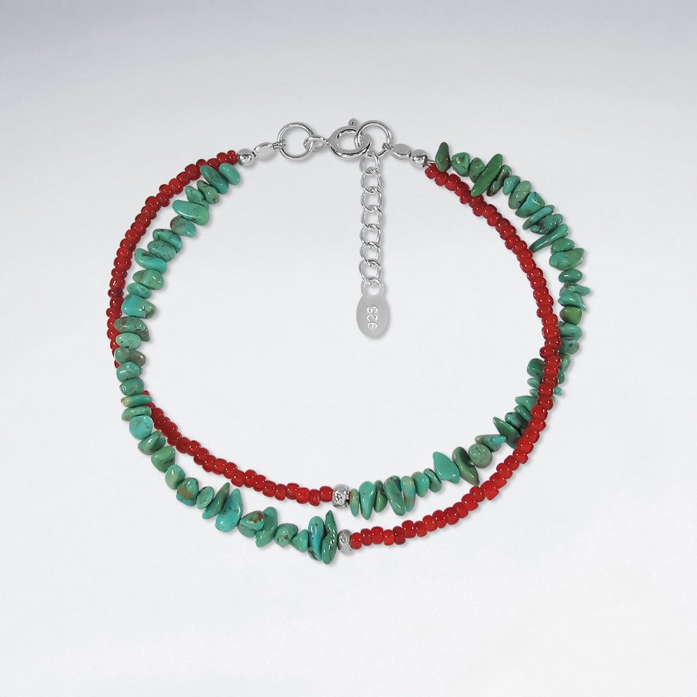 Sterling Silver Multi-Strand Turquoise Bracelet