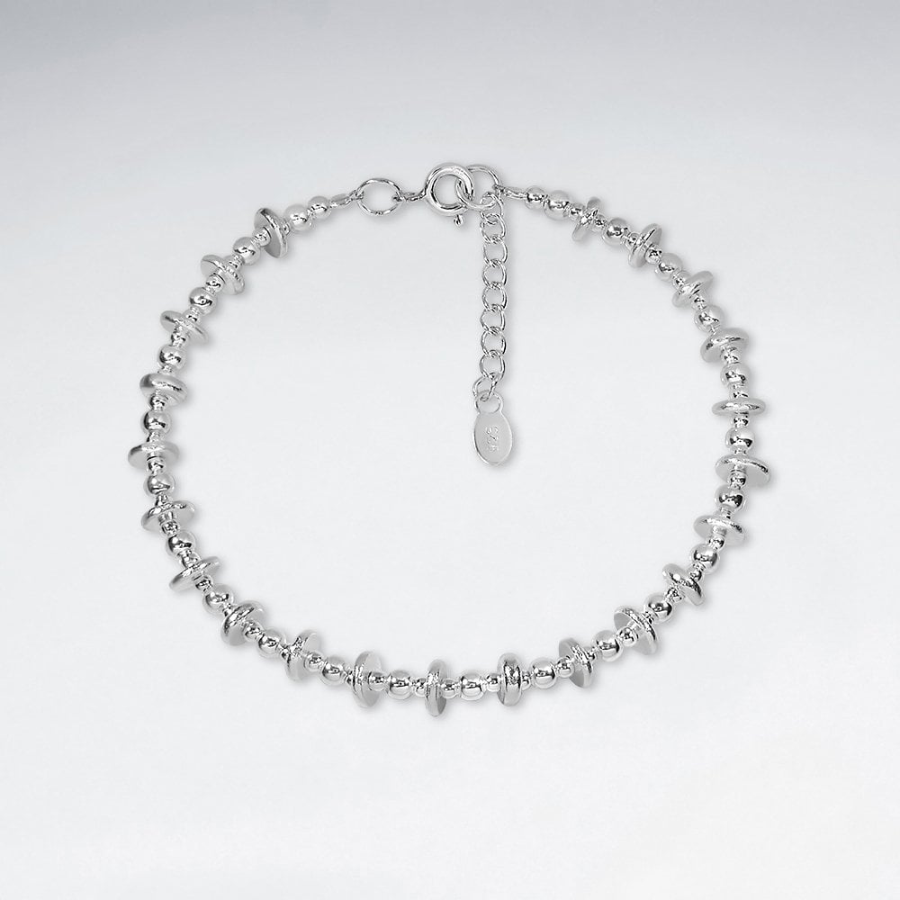 Adjustable Hill Tribe Silver Beaded Dainty Bracelet