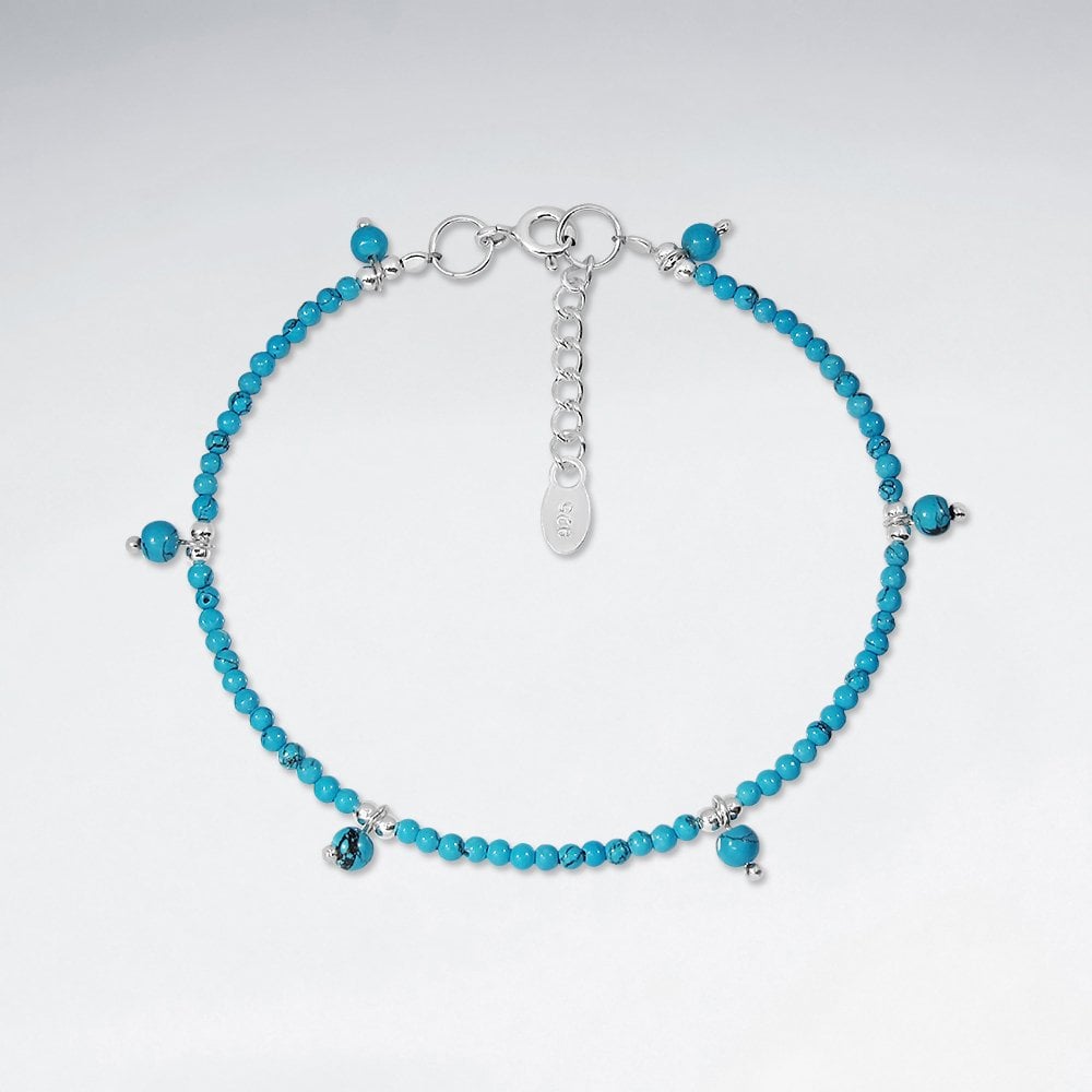 Sterling Silver and Turquoise Charm Bracelet